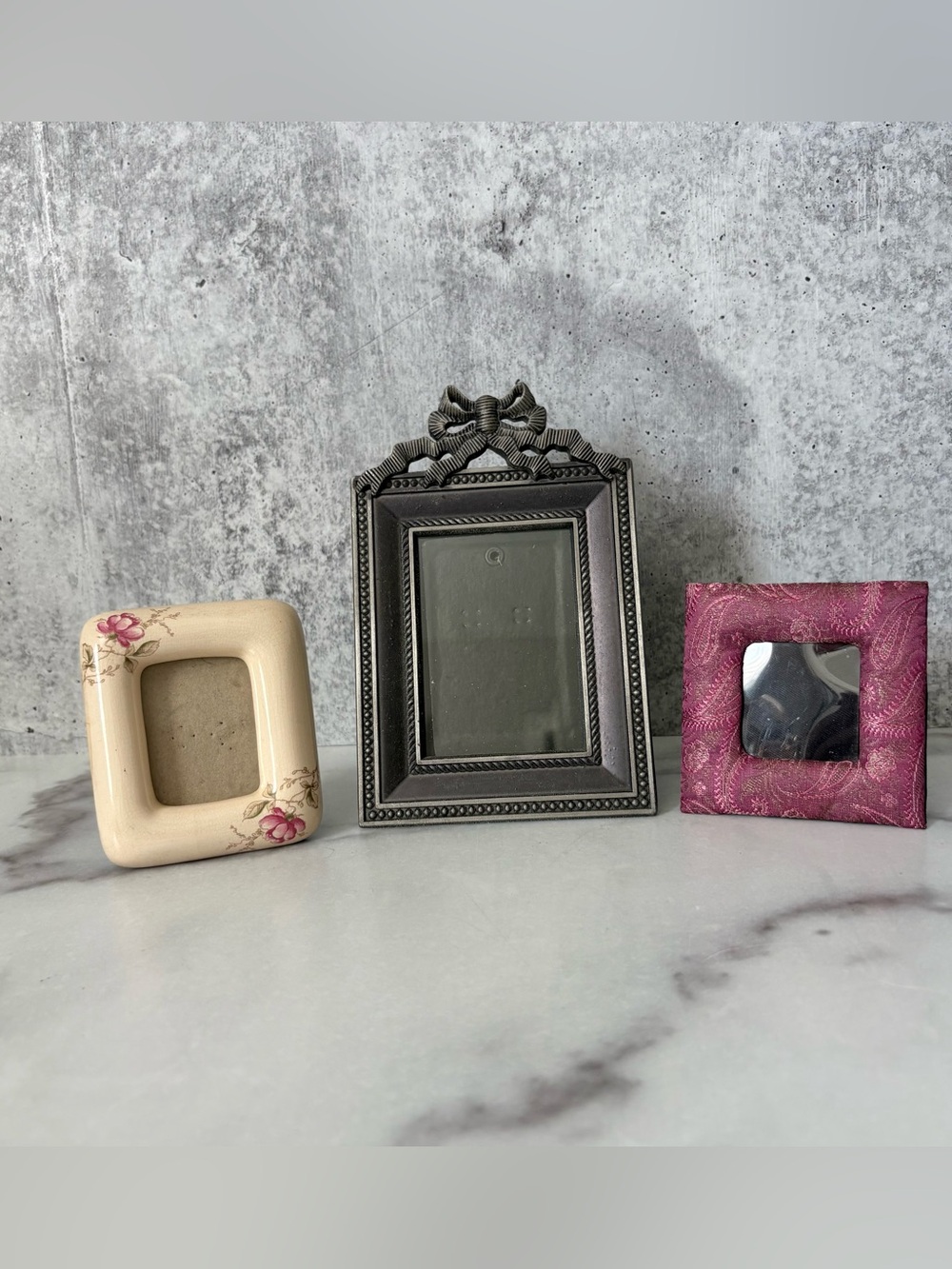 Vintage Mini Picture Frame Trio Ornate Floral Gallery Wall